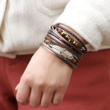 Handmade Boho Multilayer Genuine Leather Rope Bracelet Bracelets QNW255162