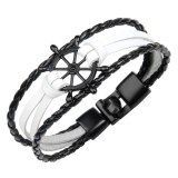 Fashion Personality Men Navy Style Anchor Leather Bracelet Bracelets QNW248899