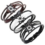 Fashion Personality Men Navy Style Anchor Leather Bracelet Bracelets QNW248899