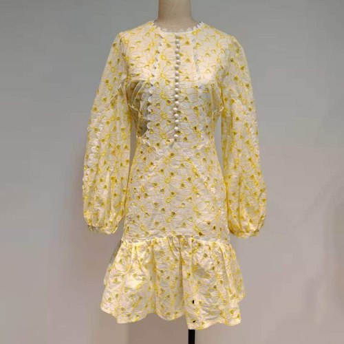 Vintage Embroidery Printed Dress High Waist Elegant Dresses 2804152