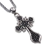 Hot Sale Shining Silver Color Alloy Skull & Christian Cross Necklaces QNN502536