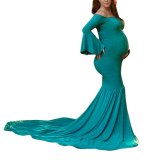 Women Pregnants Sexy Photography Props Off Shoulders Flare Sleeve Long Dress Dresses 894253