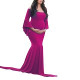 Women Pregnants Sexy Photography Props Off Shoulders Flare Sleeve Long Dress Dresses 894253