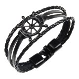 Fashion Personality Men Navy Style Anchor Leather Bracelet Bracelets QNW248899