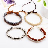Cord Wrap Knots Leather Band Layers Stackable Wide Bracelets QNW405061