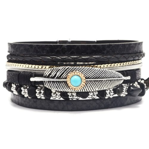 Bohemian Multiple Layers Charms Leather Bracelets QNW2592103