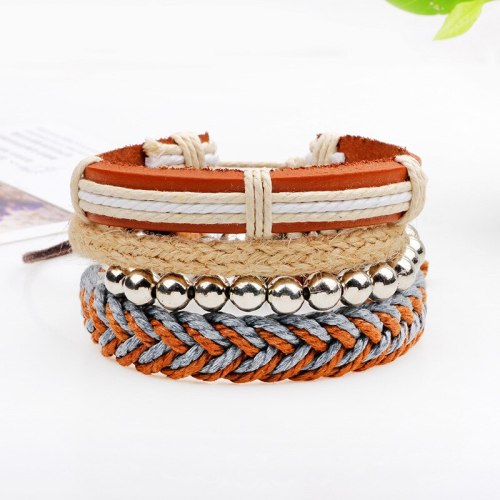 Cord Wrap Knots Leather Band Layers Stackable Wide Bracelets QNW405061