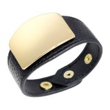 Gold Metal Shield Wide Leather Bracelets QNW251223