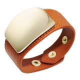 Gold Metal Shield Wide Leather Bracelets QNW251223