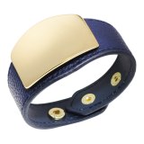Gold Metal Shield Wide Leather Bracelets QNW251223