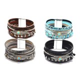 Bohemian Multiple Layers Charms Leather Bracelets QNW2592103
