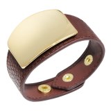 Gold Metal Shield Wide Leather Bracelets QNW251223