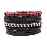 Multi-Layer Combination Leather Wax Rope Braided Bracelet Bracelets QNW406576