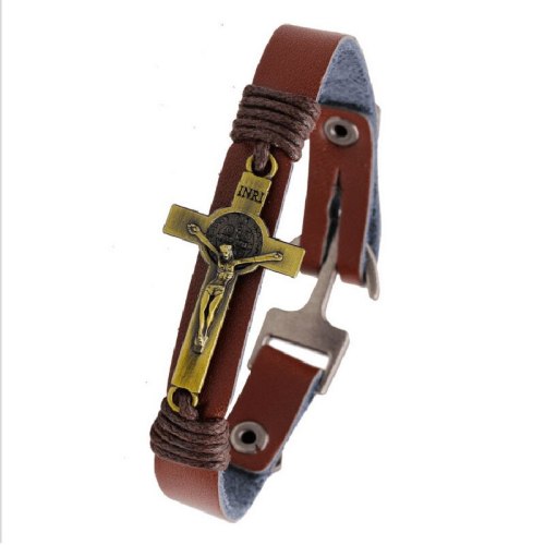 New Design Retro Wind Jesus Genuine Leather Alloy Bracelets QNW225566