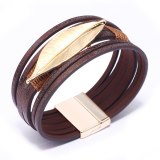 Fashion Alloy Leaf Leather Women Bracelet Bracelets QNW254758
