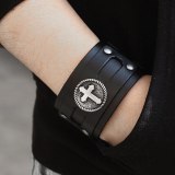 Fashion Bracelet Cross Wide Leather Bracelets QNW2629310