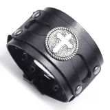 Fashion Bracelet Cross Wide Leather Bracelets QNW2629310
