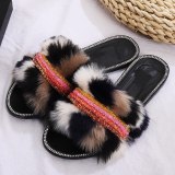 New Women Crystal Colorful Fur Slippers Jelly Slippers 320819