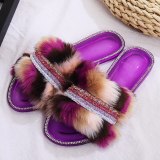 New Women Crystal Colorful Fur Slippers Jelly Slippers 320819