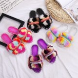 New Women Crystal Colorful Fur Slippers Jelly Slippers 320819