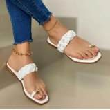 Trendy Design Weave PU Leather Women Slippers Slides H02435