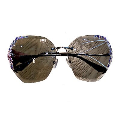 Fashion Oversized Rimless Diamond Square Sunglasses 06071