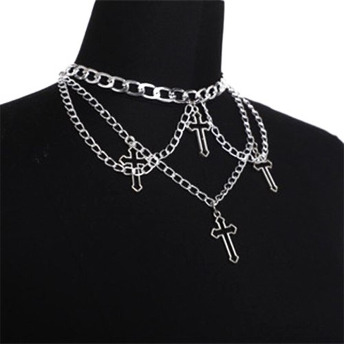Punk Hollow Cross Neck Chains Necklaces fb101223