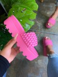 Women's Fashion Thick-Soled Flat Woven Indoor Slippers Slides