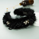 Trendy Personality Rhinestone Fluffy Feather Headbands FG52334