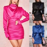 Women Sexy Slim Fit O-neck Slim Mini Dresses 1002637a