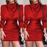 Women Sexy Slim Fit O-neck Slim Mini Dresses 1002637a