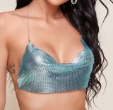 Sexy Outfit Sequined Vest Metal Chain Tops 84253