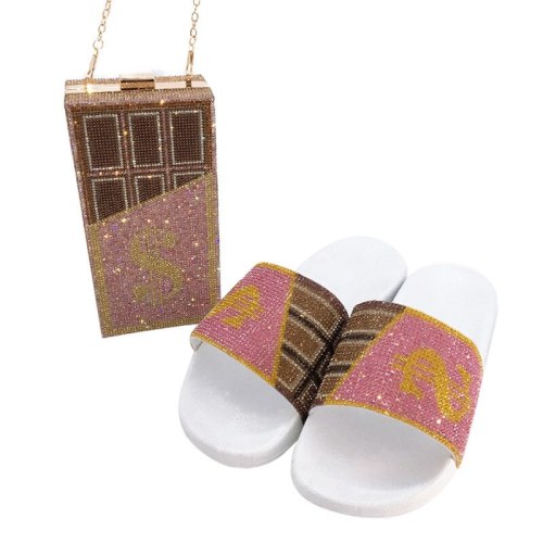 Colorful Diamond Dollar Shoes Ladies Outdoor Sandals Bling Bling Slippers AMG-889910