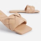 Women Slippers PU Leather Weaving Rubber Sole Beach Outdoor Slides H03344