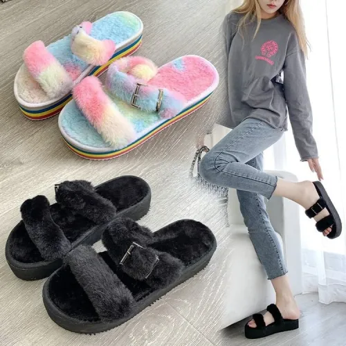 Women's Warm Faux Fur Slippers Slides