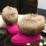 Women Winter Warm Faux Fox Fur Snow Boots 588899