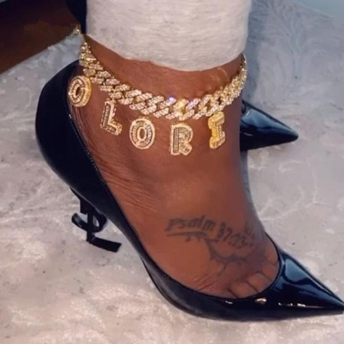 Stonefans Hip Hop Jewelry 12mm DIY Letter Anklets SHJL18293