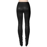 Faux PU Leather High Waist Sexy Shiny Yoga Pants K20P0950415