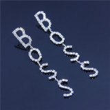 Novelty Design Shiny Rhinestone Letters Dangle Earrings