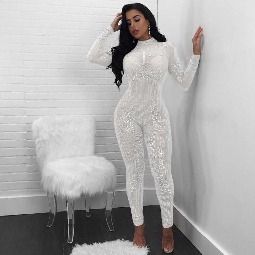 Sexy Sheer Mesh Diamond Night Party Club Bodysuits Bodysuit Outfit Outfits Q03445