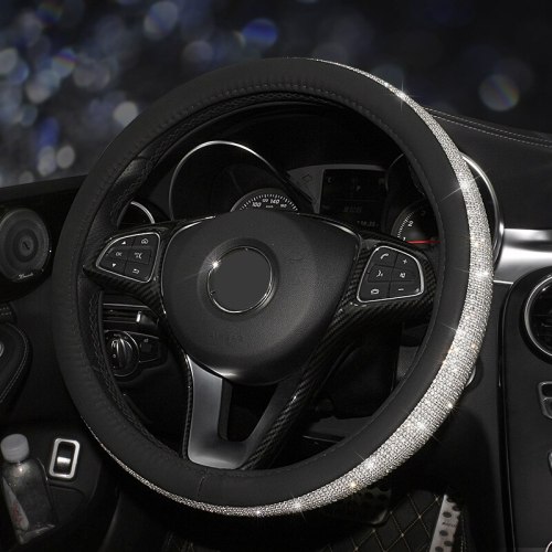 Diamond Crystal Rhinestone Car Leather Steering Wheel Covers 00112