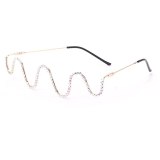 Futuristic Rhinestone Glasses Female Party Festival Thin Wire Glasses s205667