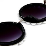 Women Pearl Round Small Frame Oval Vintage Sunglasses Z18491102