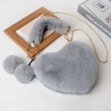 Faux Fur Cute Messenger Bags Clutch Winter Soft Plush Ladies Handbags 03647