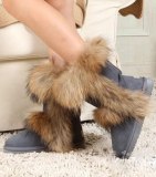 Fashion Big Faux Fox Fur Women Snow Boots 582536MK