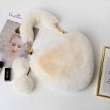 Faux Fur Cute Messenger Bags Clutch Winter Soft Plush Ladies Handbags 03647