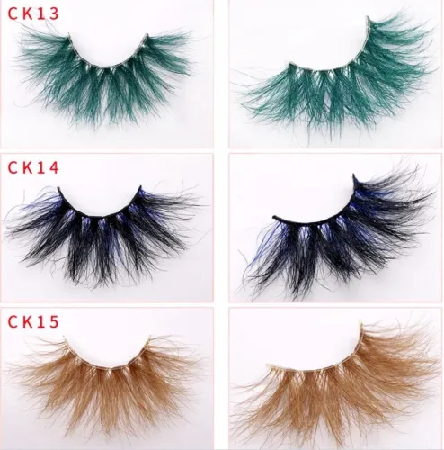 Colored Mink Eyelashes 25mm Lashes Fluffy Messy 3D Mink fake Lashes