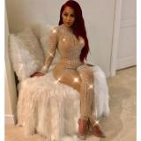 Sexy Sheer Mesh Diamond Night Party Club Bodysuits Bodysuit Outfit Outfits Q03445