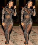 Sexy Sheer Mesh Diamond Night Party Club Bodysuits Bodysuit Outfit Outfits Q03445
