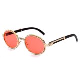 Diamond Round Plastic Frame Rhinestone Sunglasses 700718
